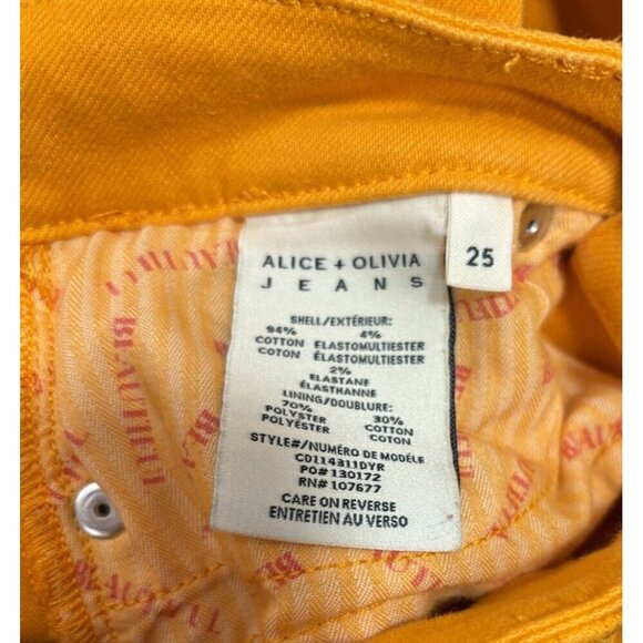 Alice + Olivia 25 Beautiful High Rise Bell-Bottom Jeans Orange Flare Denim Pant - Picture 5 of 7